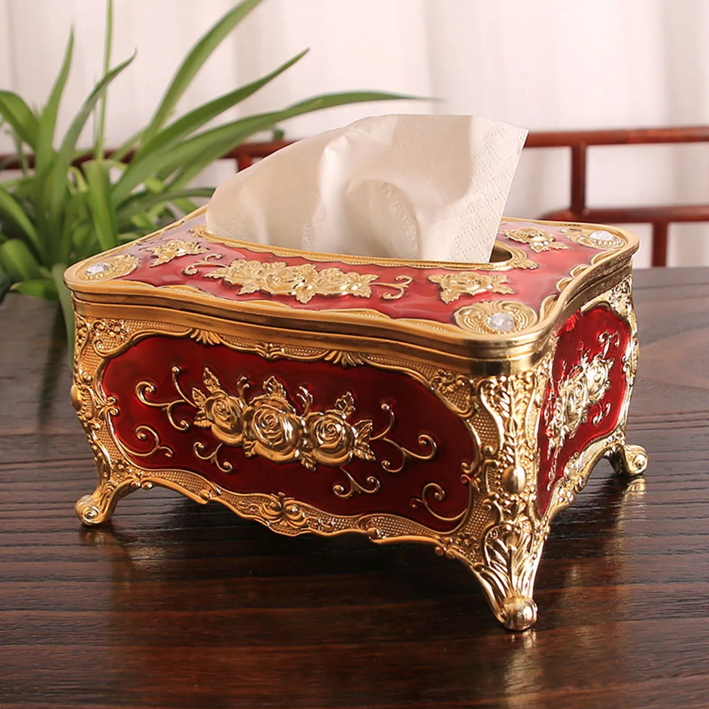 Vintage Style Tissue Box Cover Removable Tissue Cover Box Rustic Rectangular 4
