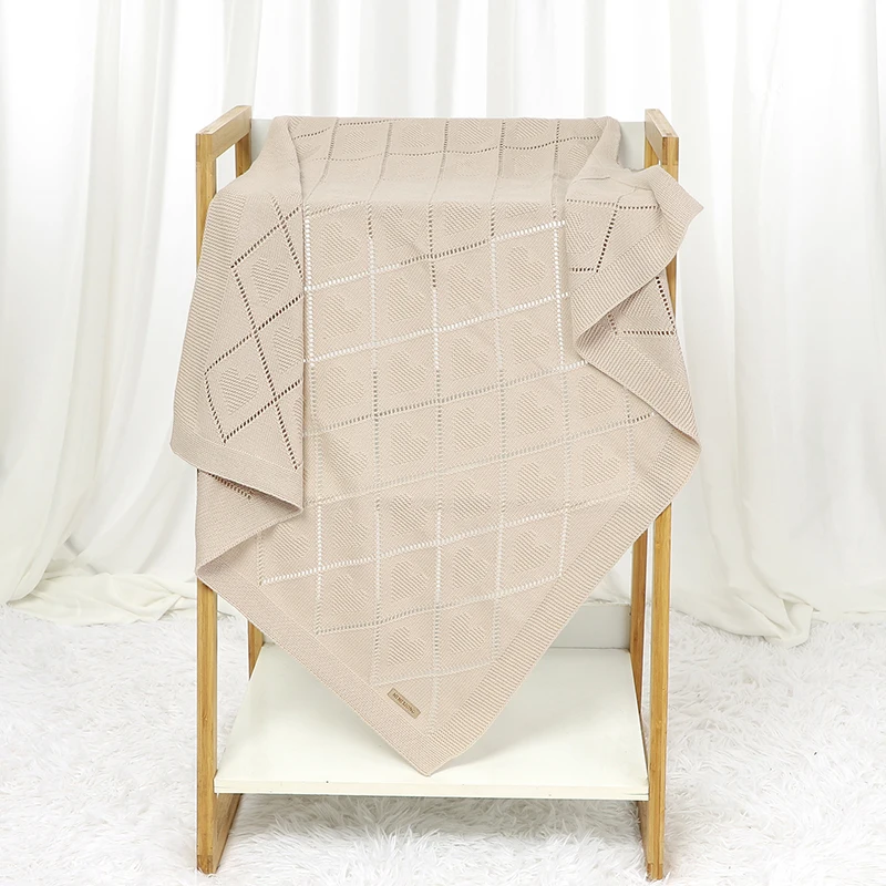 Baby Blanket Cotton Knit Newborn Boy Girl Bedding Quilt 90*70CM Infant Stroller Swaddling Fashion Solid Loving Plaids Super Soft 2