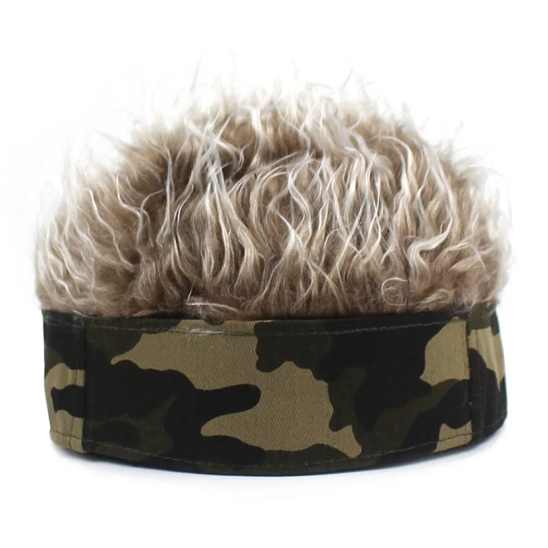 Men Women Visor Sun Cap Wig Peaked Fake Flair Hair Caps Party Outdoor Tactical Toupee Funny Hair Snapback Hats Beach Caps