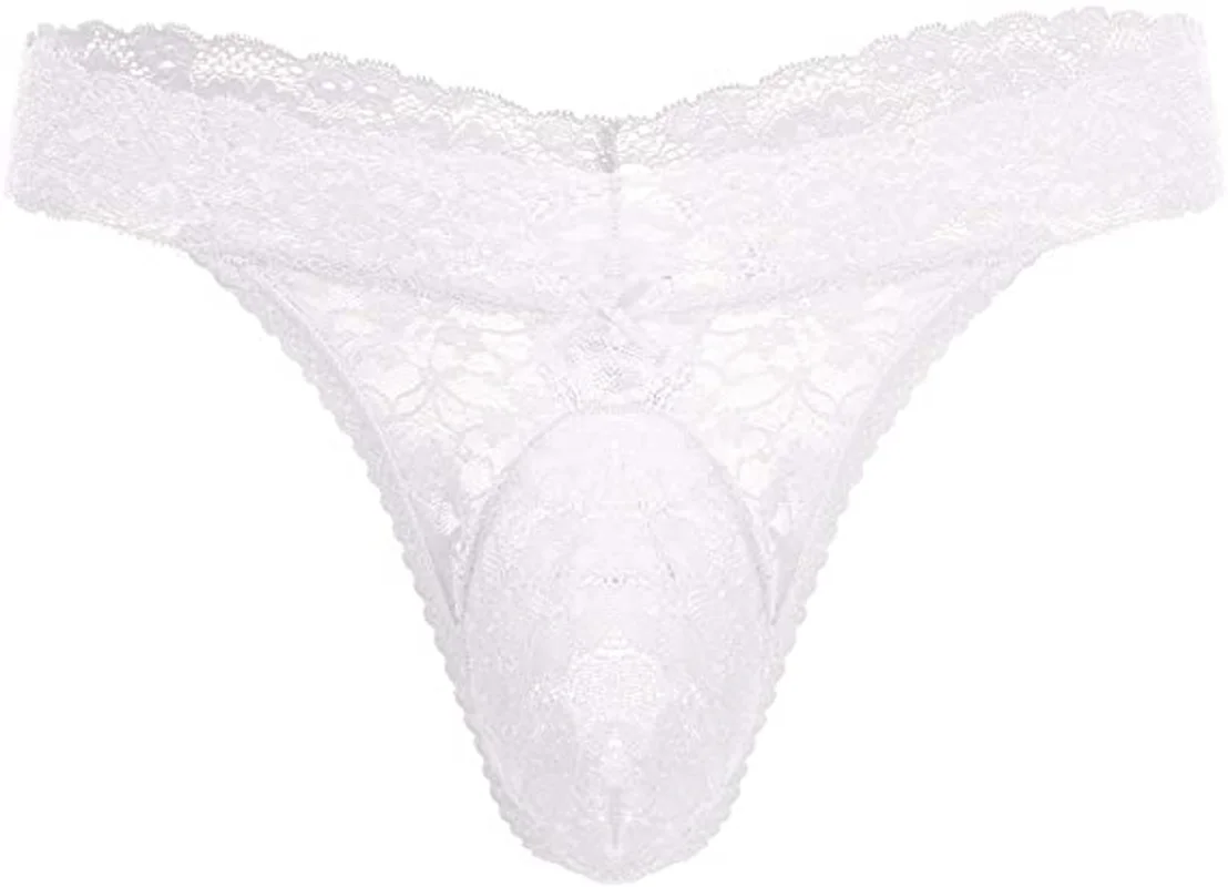 Men Thong Sexy Mens Sexy Lace Underwear CD Triangle Thong Transparent Sexy COSPLAY Underwear