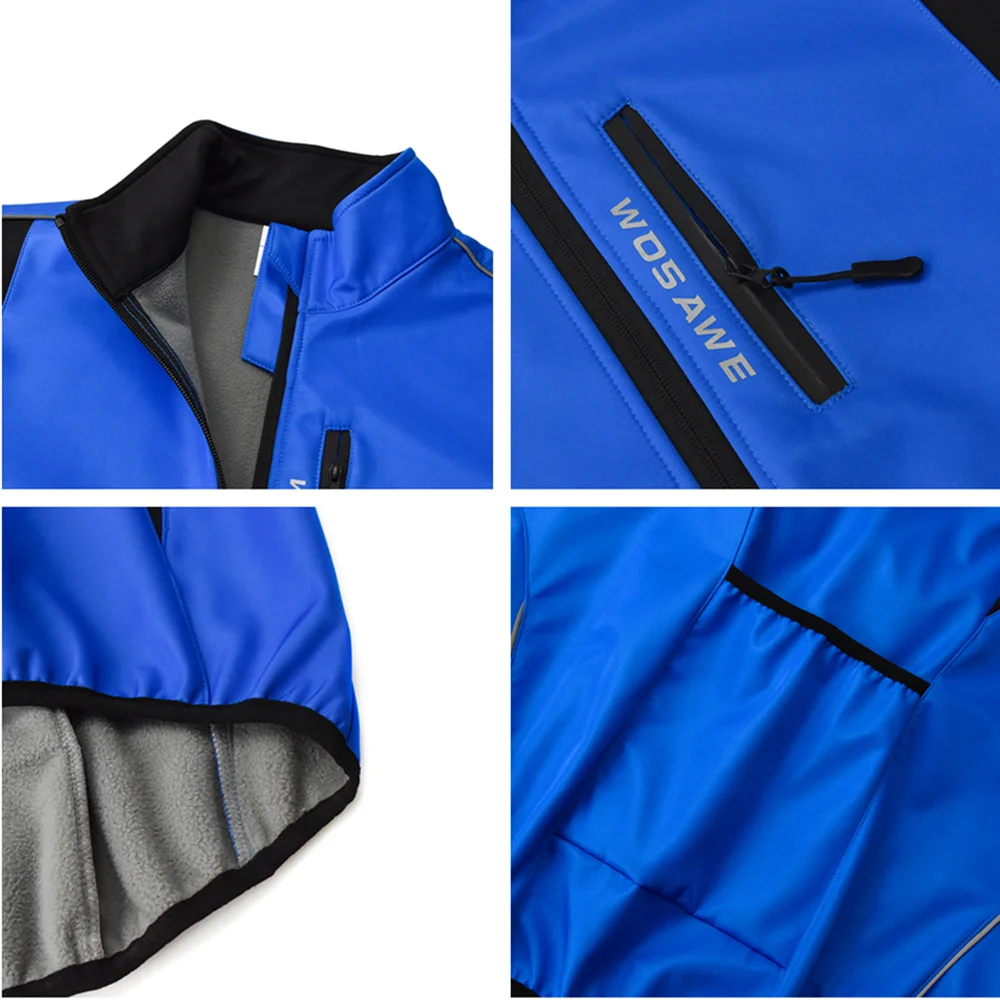 WOSAWE Winter Thermal Fleece Men Cycling Jackets Warm Up MTB Bike Clothing Windproof Sports Coat Jersey Bicycle Windbreaker