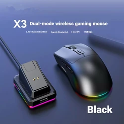 Dual Mode Wireless RGB Gaming Mouse - Lightweight, Rechargeable, Bluetooth & 2.4G (Black)