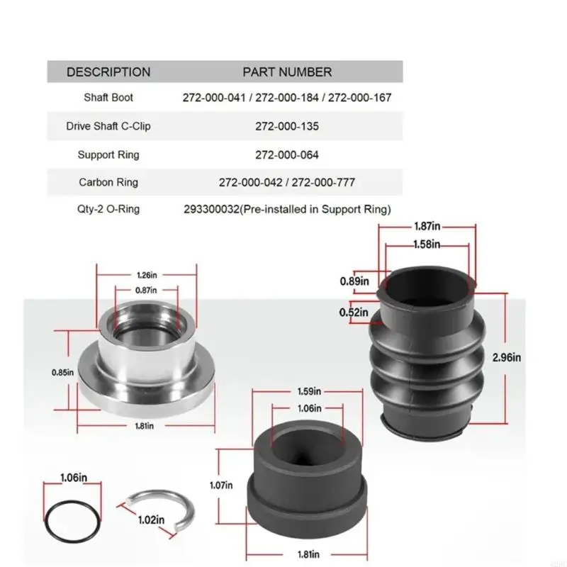 A2BC Marine Accessory Replace 272-000-167 272-000-135 Carbon Seal Line Rebuild & Boot for Sea-Doo 951 787 720
