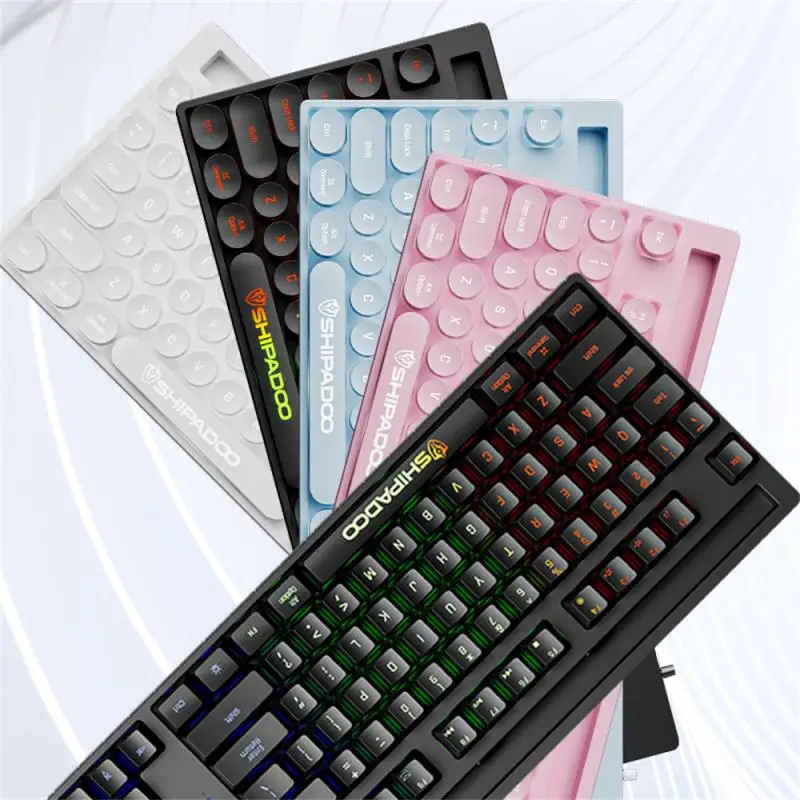 PC 노트북용 야광 키보드, 기계식 느낌, 미니 87 키, 인체 공학적 유선 키보드, 게임 키보드, 범용 RGB 백라이트 USB