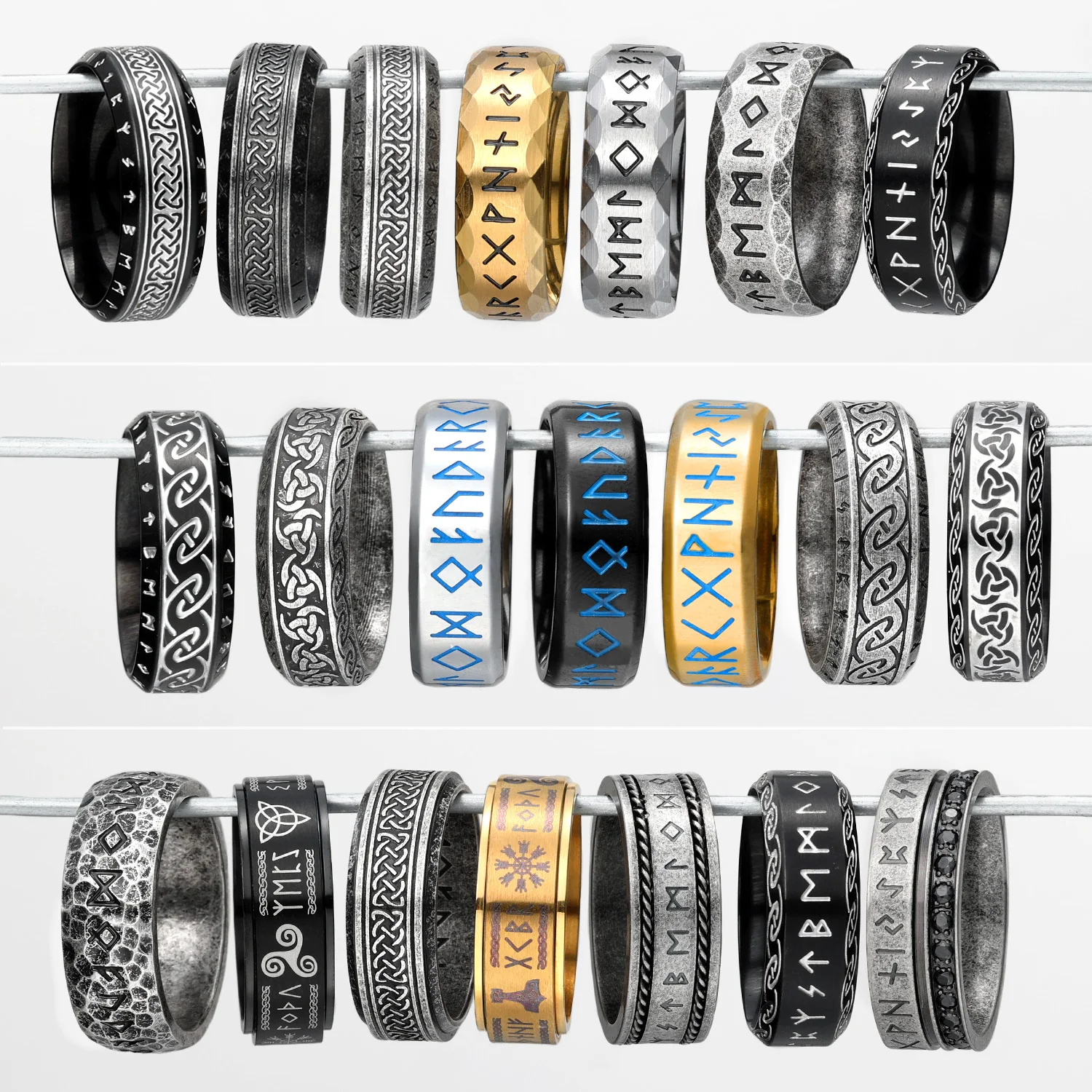 Vintage Nordic Viking Runes Celtic Knot Series Stainless Steel Rings for Womens Mens ring set,gold color rings,couples rings,stainless steel ring,tibetan silver rings,signet ring,finger watch ring,finger ring,gold color ring,chain ring,half face ring,amethyst zirconia ring,silver ring,opening ring,fidget spinner ring,sparkling heart ring,tungsten ring,adjustable rings,zircon crystal ring,wedding rings,moissanite diamond ring,color change ring,wedding ring,ceramic ring,animal ring
