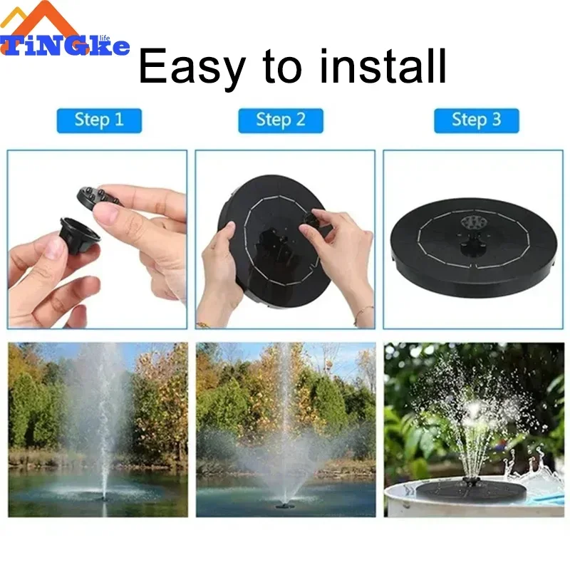 Solar Fountain Pump Energy-saving Plants Watering Kit Colorful Solar Fountain Panel Bird Bath Outdoor Garden Pool