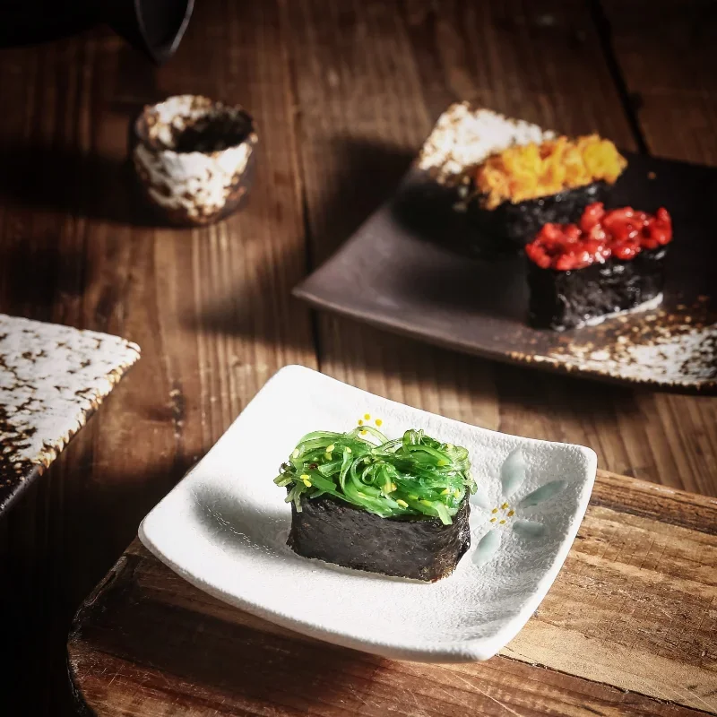 

Japanese Square Plate Sushi Sashimi Plates Barbecue Hot Pot Plate Commercial Western Dessert Plate Steamer Dessert Plates