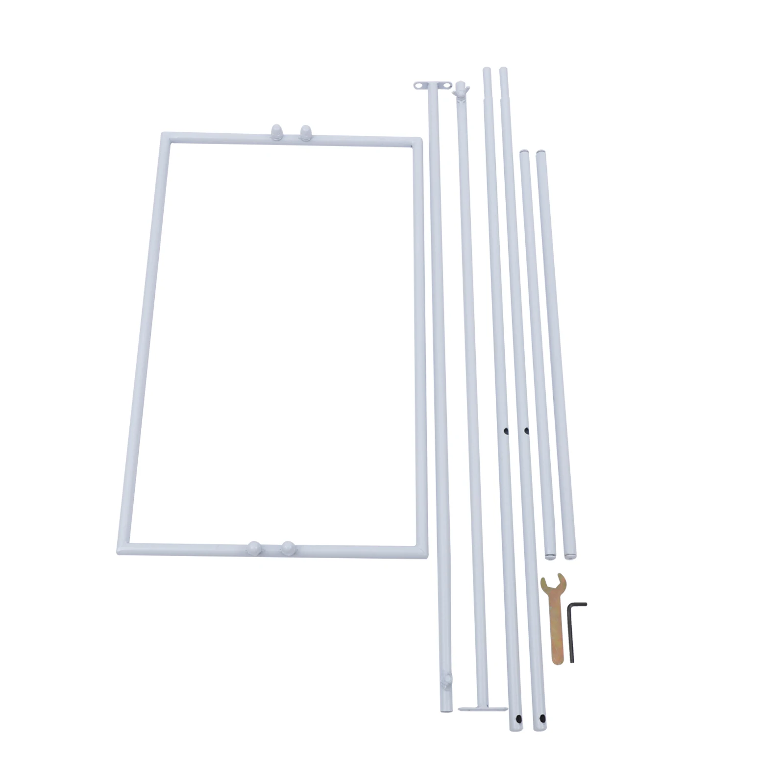 5FT Metal Wedding Arch Stand Rectangle Balloon Frame Backdrop Venue Decor Flower Display Rack for Wedding 155cm Gold/White