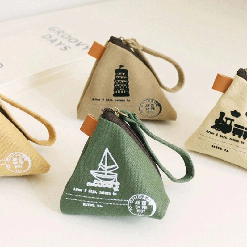 1pc Men's Creative Retro Mini Zhongzi Design Canvas Coin Purse