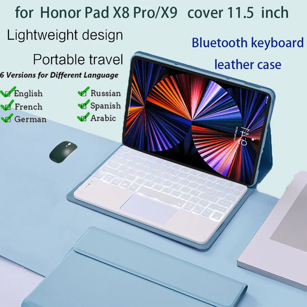 

Lightweight Keyboard Case for Honor Pad X8 Pro/X9 Cover Magnetic Keyboard Cover For Honor 11.5 inch Case Hebrew Arabic Keyboard