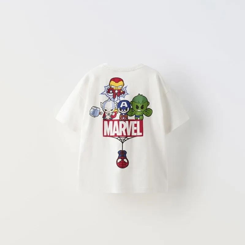 White Printed Boys T-shirt Summer Clothing Loose Fashion Children Short Sleeve Tops Pullover O-neck Tees Kids Boy Clothes Tshirt 4