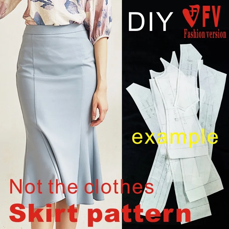 Pattern making women's fishtail half skirt bag hip skirt sewing