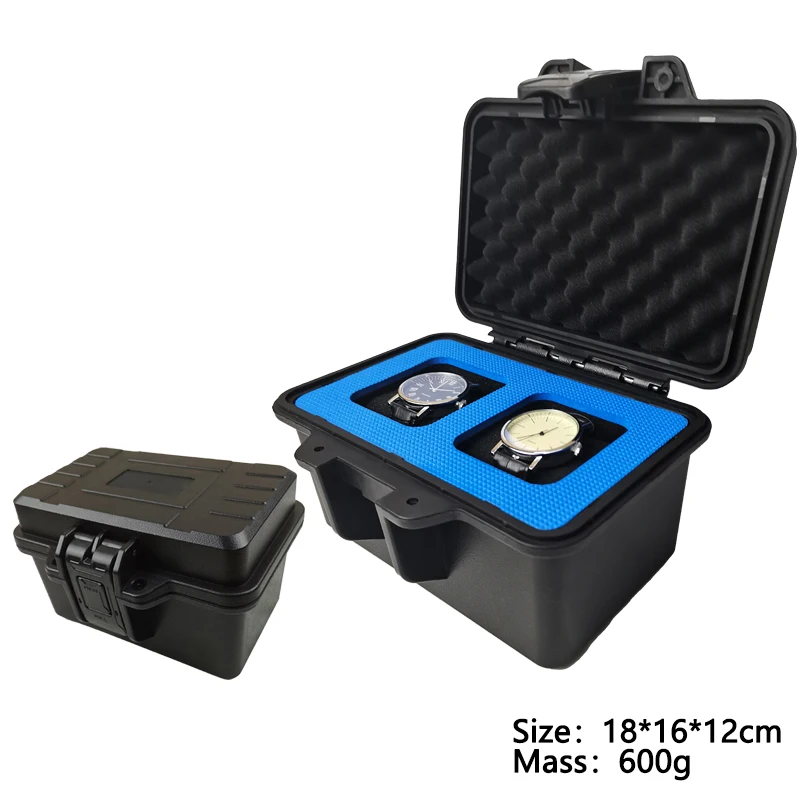 Portable Steel Barrier Watch Storage Transportation Case Plastic Dustproof Shockproof Double-layer Moisture-proof 2 Slots Box 