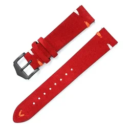 Vintage-Style Genuine Leather Watch Strap, 20mm/22mm for 20mm watch band (Red 04)