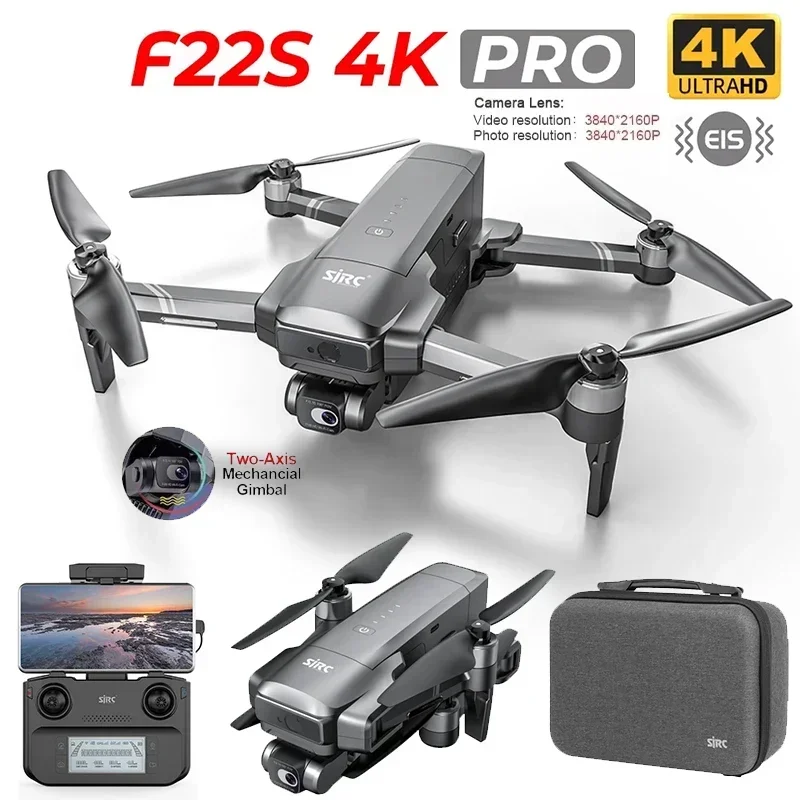 

Profesional 5G WiFi FPV Drones F22 / F22S 4K Pro GPS Drone 4K With Camera 2 Axis Stabilized Gimbal RC Quadcopter