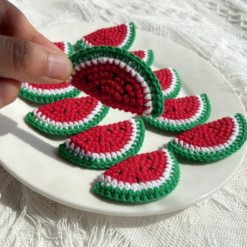 Sewing Tools Knitting Supplies Knitting Material Knitting Craft Supplies Knitted Keychain DIY Cotton thread Watermelon and Lemon kiwifruit 15PCS Crochet 5.2CM/2.05&Prime; Knitted Applique Penda Sewing Accessories