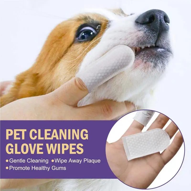50 Pcs Dog Teeth Wipes Best Finger Cleaning Wipes For Dogs Gentle Cleaning With Disposable Wipes