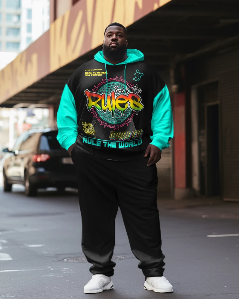Biggmans Plus Size Clothing for Men's Skull Color Block Big Size Long Sleeved Pants Hoodie Set 7Xl 8Xl 9Xl 2