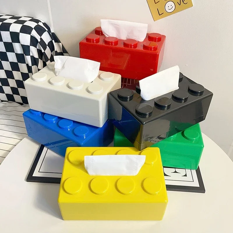 

Building Block Paper Towel Box Desktop Wall Hanging Dual Purpose Paper Box Can Be Upside Down Spring Paper Towel Storage Box