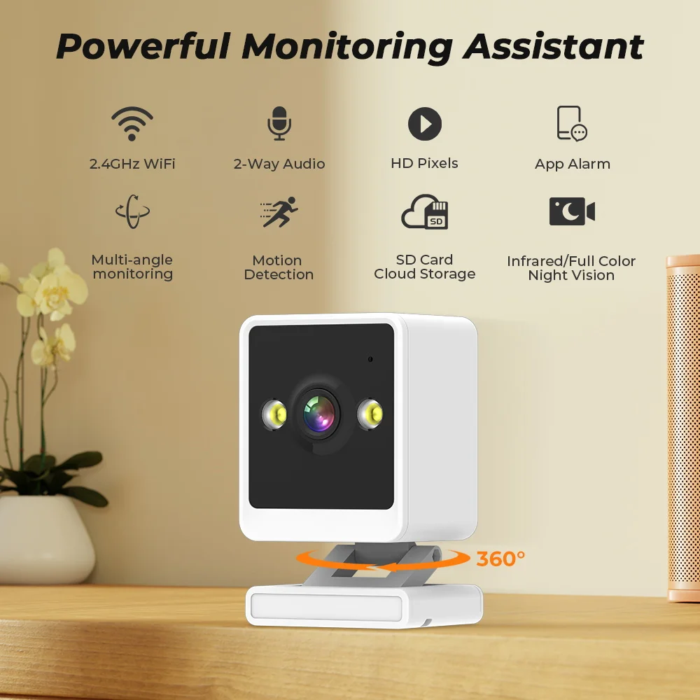 ANBIUX 1080P Wifi Camera Indoor Baby Camera 2MP Motion Detction Two Way Audio Baby Monitor Wifi Surveillance Cameras iCSee App 2