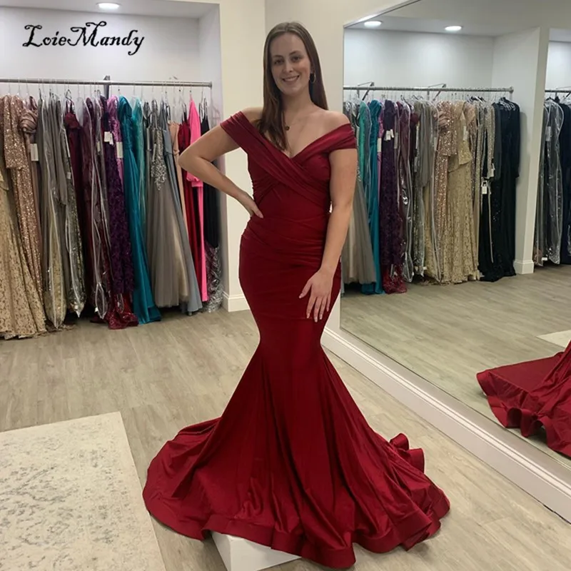 

Mermaid Prom Dresses Long 2022 Elegant Off Shoulder Burgundy Evening Dress Party For Women Formal Plus Size Vestidos de gala