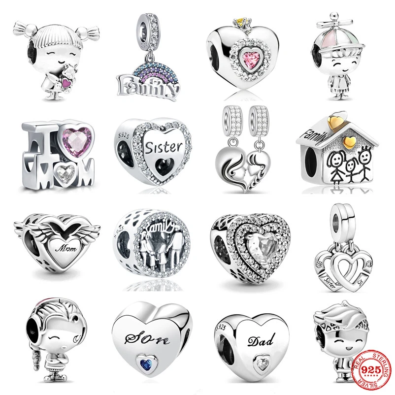 de plata de ley 925 para niño niña, abalorio compatible con pulsera Pandora Original, joyería para niño y niña, cuentas brillantes para mamá, colgante para | - AliExpress