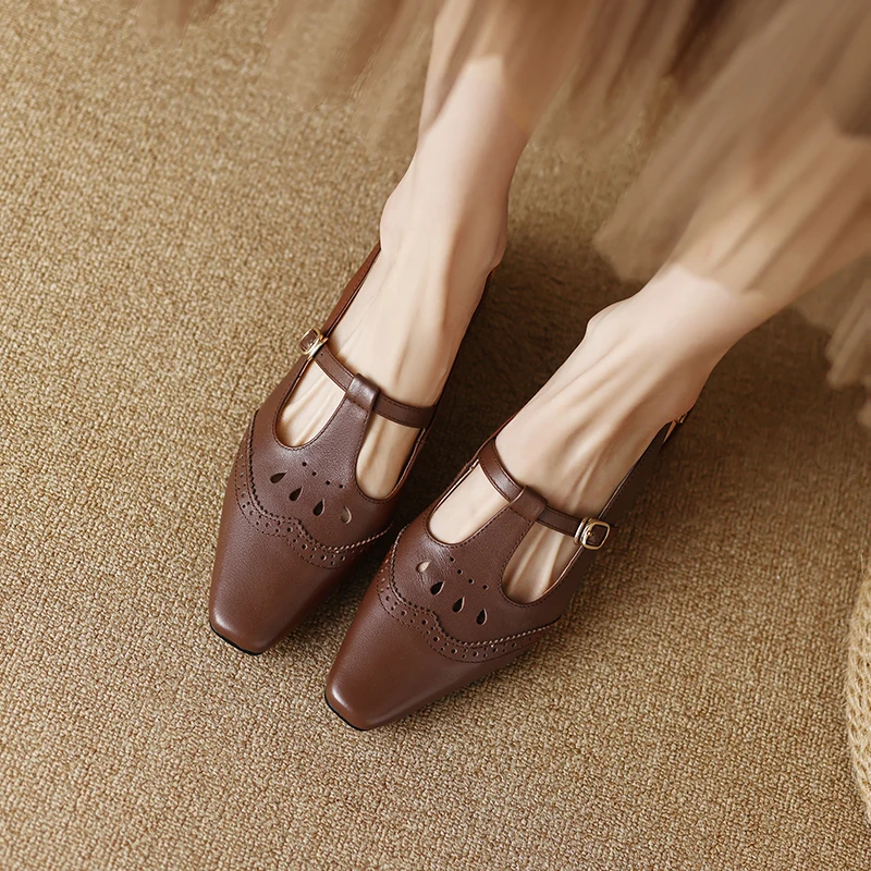 

Женские босоножки, летние сандалии-гладиаторы, сандалии с Т-образным ремешком, босоножки из воловьей кожи, броги в стиле ретро, весна-осень