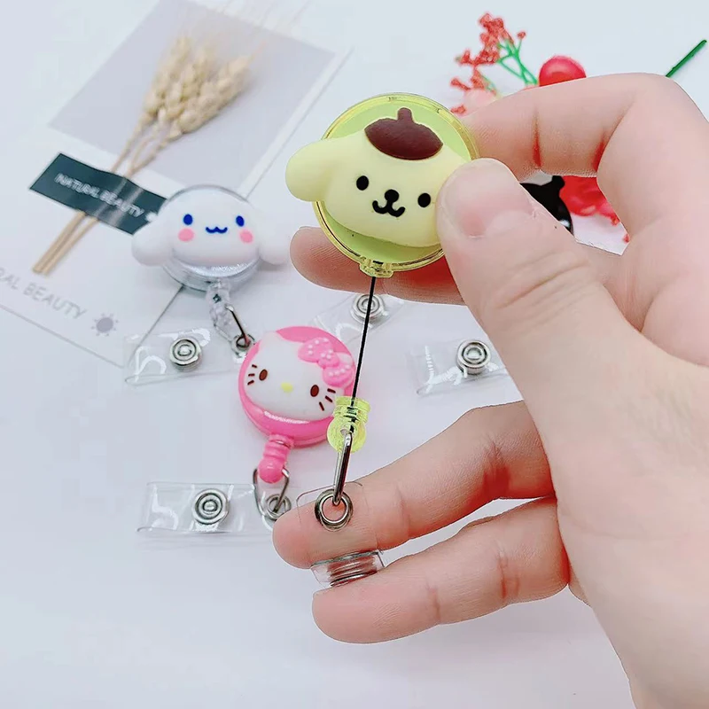 

Cute Cartoon Easy-To-Pull Buckle Telescopic Buckle Student Badge ID Buckle Staff ID Card Sleeve Clip Buckle Keychain Pendant