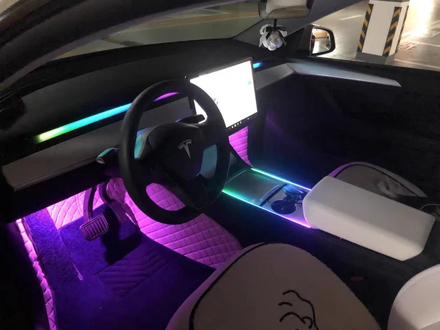 Romantique USB-C RVB LED Voiture Intérieur Veilleuses Ambiance Colorée  Lampe Décorative pour Tesla Model S 3 X Y - AliExpress