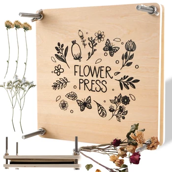 Kit pressa per fiori Kit pressa per foglie di fiori professionale in legno Kit per la conservazione delle piante di fiori pressati fai-da-te Kit pressa per fiori riutilizzabile