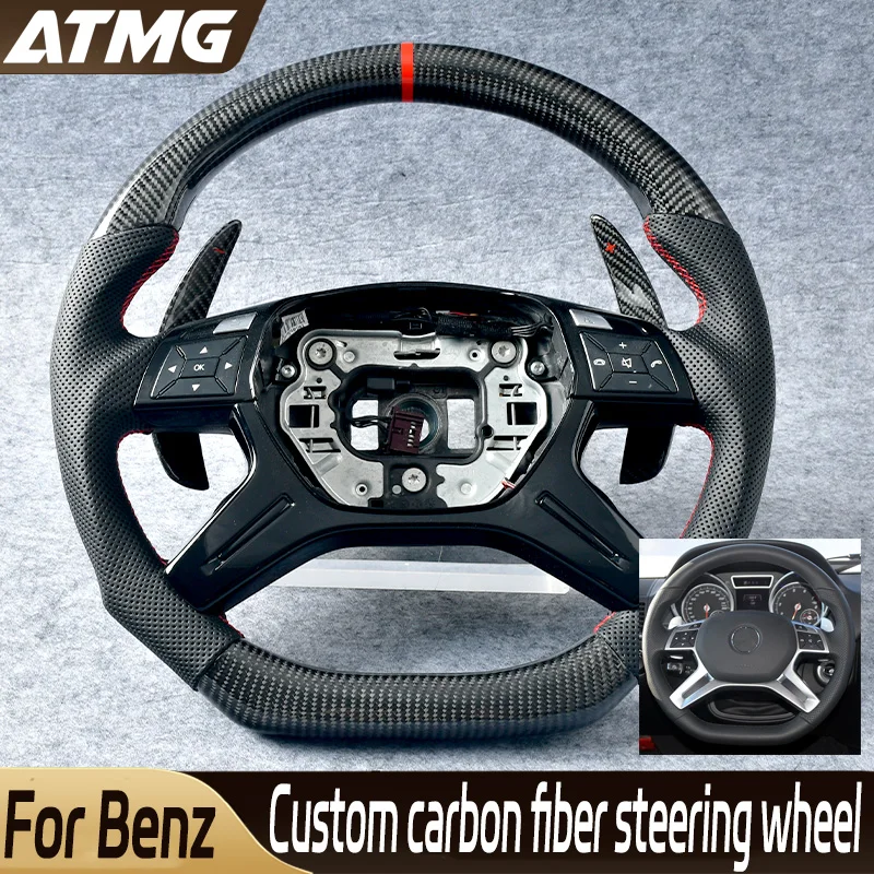 

Customized Steering Wheel Carbon Fiber Black Leather Sport For Mercedes G CLK E CLS SL Class W209 W211 W219 W463 R230