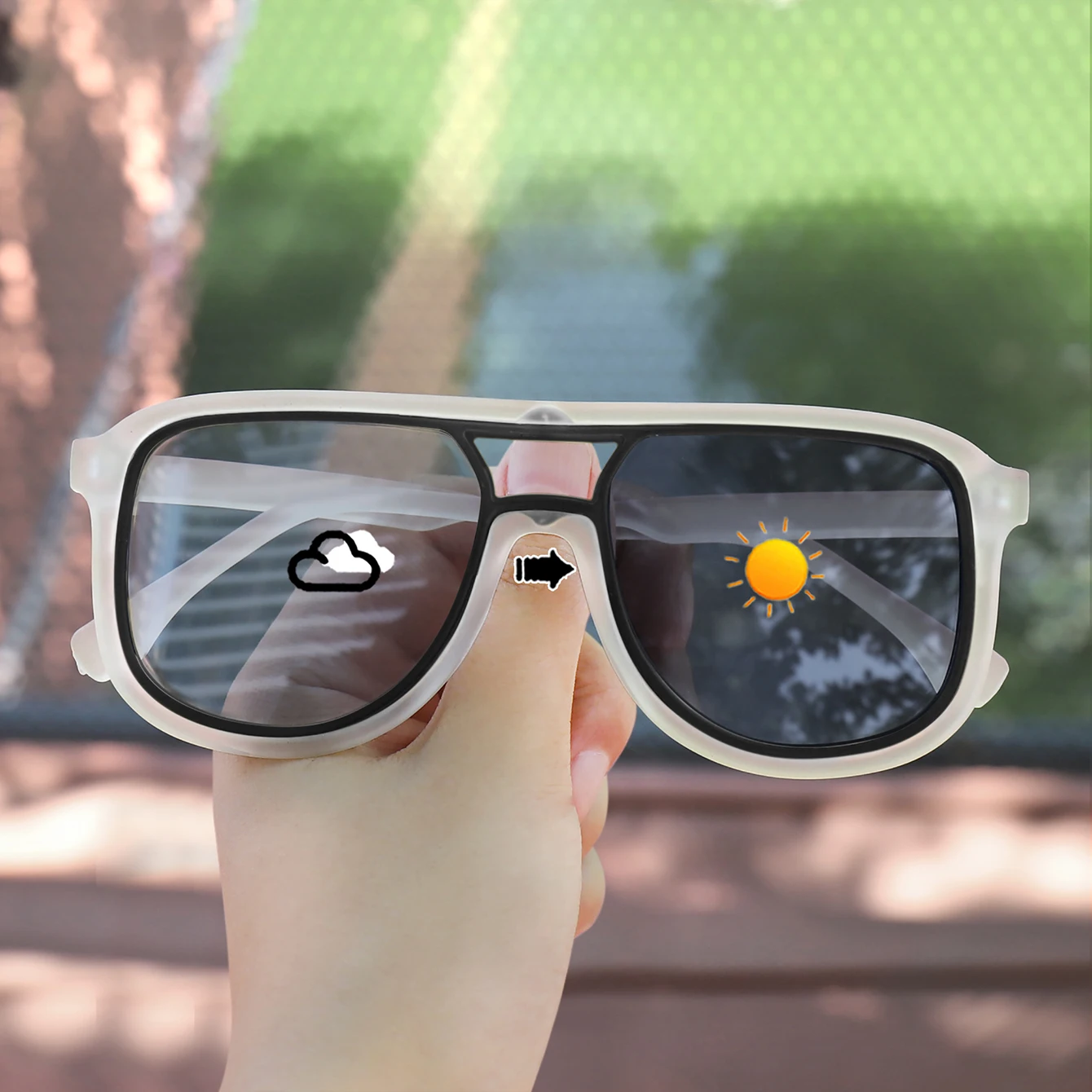 Unisex UV400 Protection Photochromic Square Sunglasses