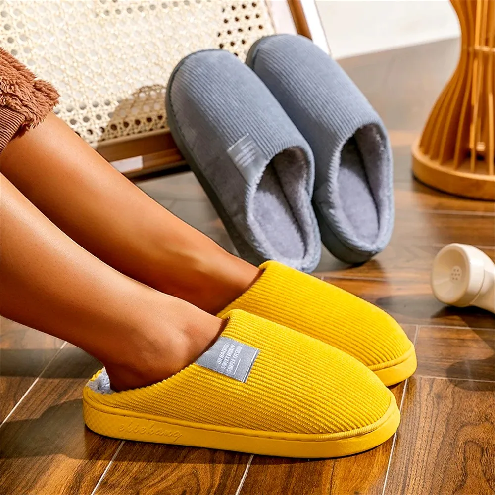 

New Fashion Couple Winter Warm Plush Slippers Non-slip Soft Sole Slides Men Women Indoor Floor Mule Ladies' Home Cotton Shoes