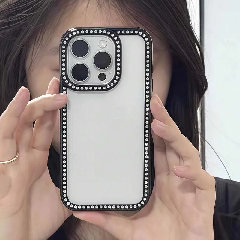 Crystal Clear Rhinestone Glitter Shockproof Phone Case Back Cover