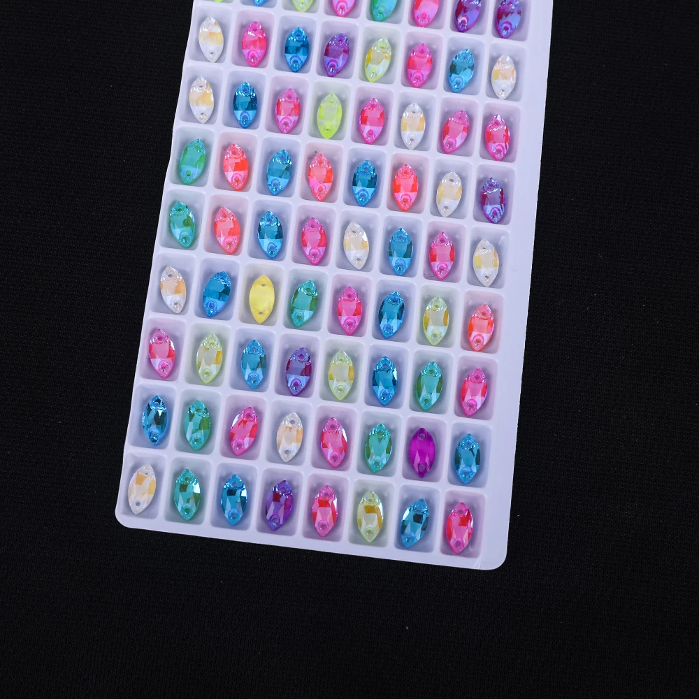 Vc neon fluor zierende Pferde auge nähen auf Strass Navette ab Nähen Diamant Glas Diamant Flatback DIY Zubehör Hochzeit – Detail 3