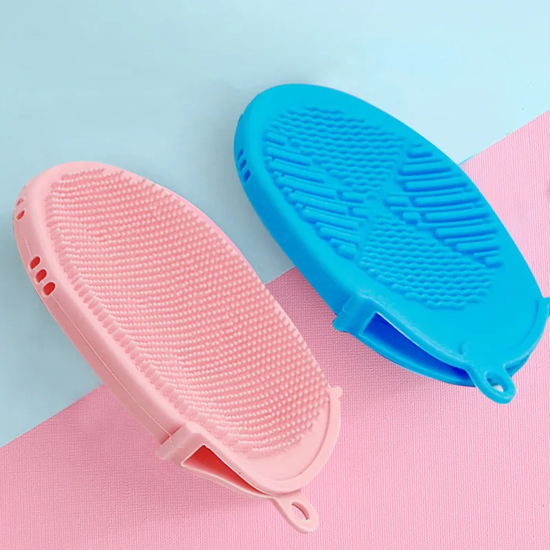 

Silicone Shower Glove Bath Towels Body Scrubber Hair Brush Massage Exfoliating Safe Skin Sponge For Baby Bathroom Cleaning Tools