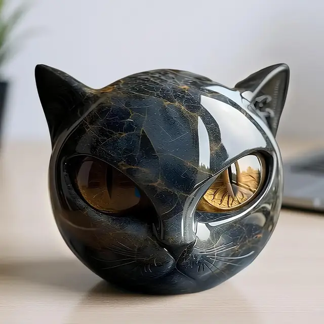Flairgifts Luxury Black Cat Crystal Sculpture - Hand-Carved Healing Stone Décor & Gift For Cat Lovers