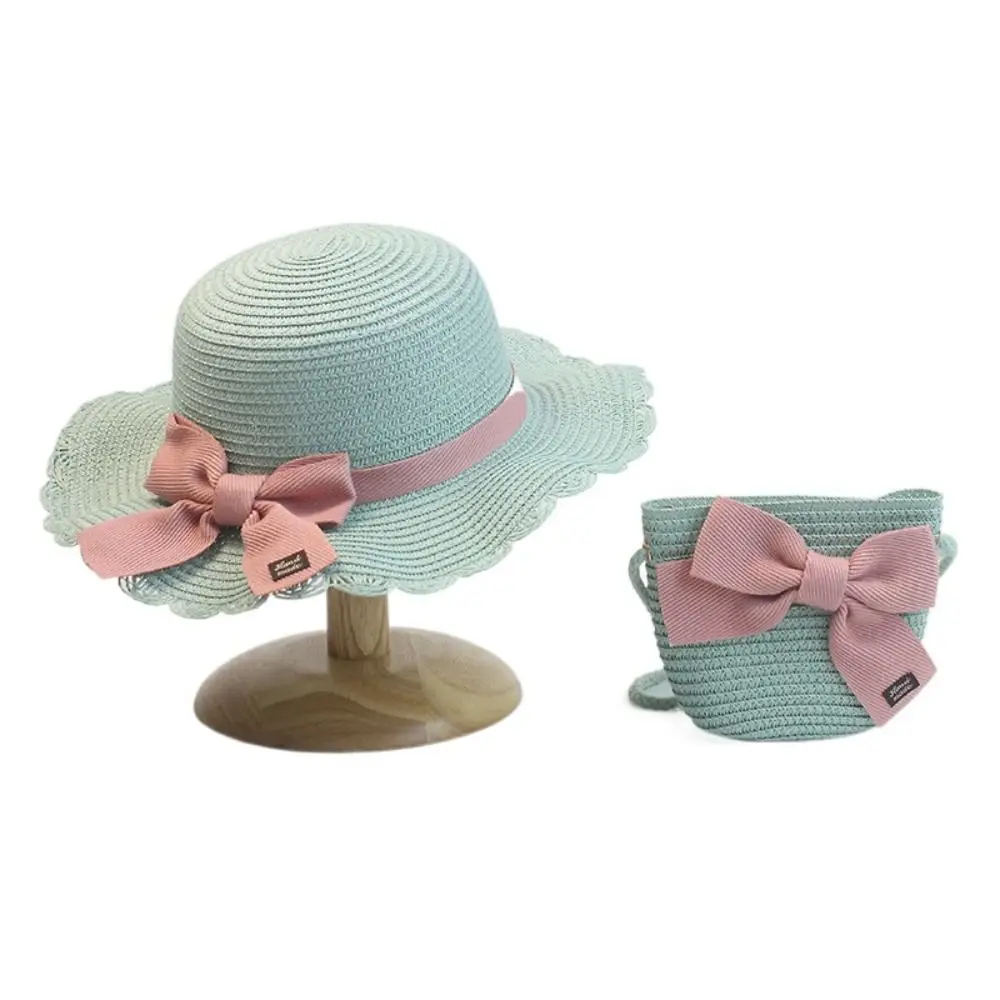 Ribbon Bow Travel Girl Gift UV Protection Panama Hat Children Straw Hat Sun Visor Hat Korean Style Girl Cap Same Style Bags