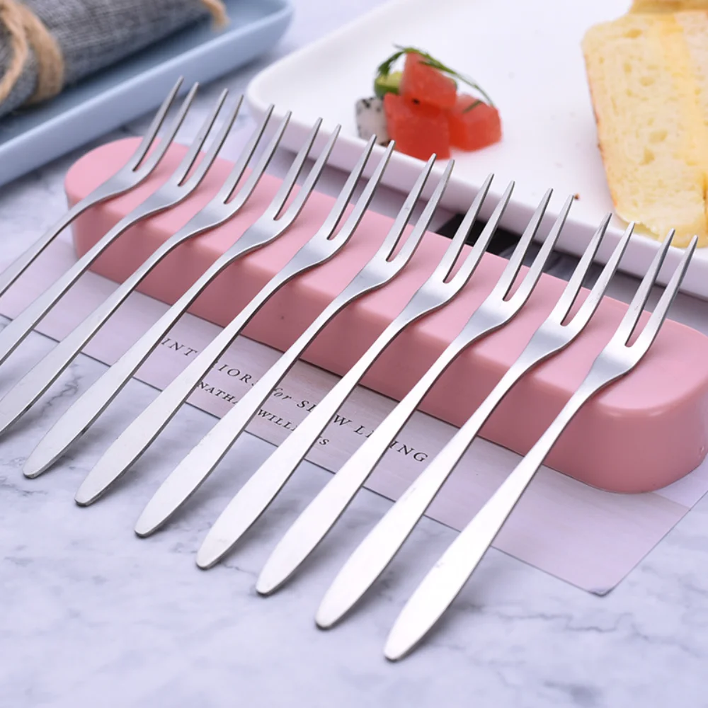 Dessert Fork Set Stainless Steel Fruit Fork Ice Cream Cake Tea For Home Tea Party Mirror Tableware 10 Pieces