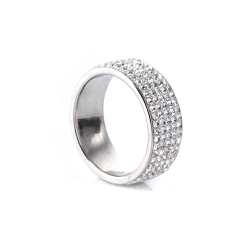 Milangirl Band 5 Rows Zircon Ring Cluster Cubic Zirconia CZ Rings for Women Engagement Wedding Fine Jewelry