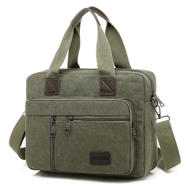 Men's crossbody bag, 15.6-inch laptop handbag, vintage canvas briefcase, shoulder bag