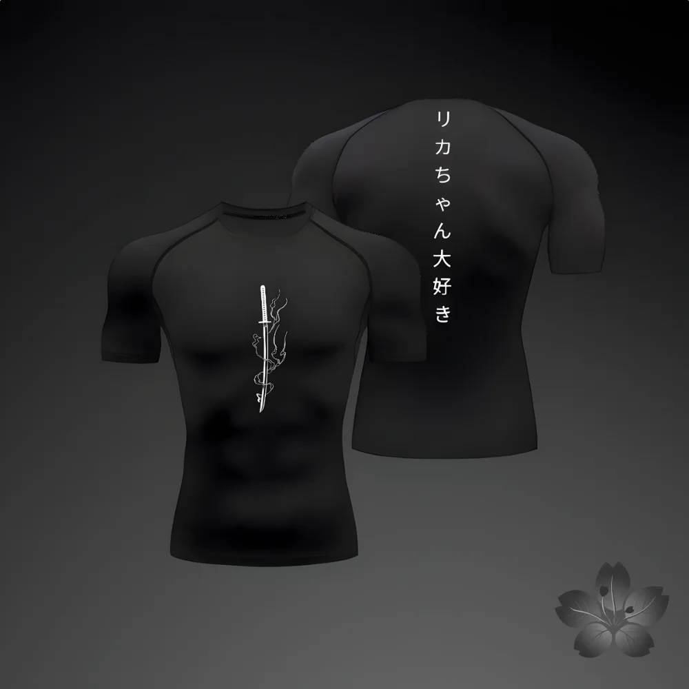 Anime Graphic Compression Shirts for Men Athletic Quick Dry Tshirts Tees Tops Gym Workout Undershirts Short Sleeve Rash Guard 5