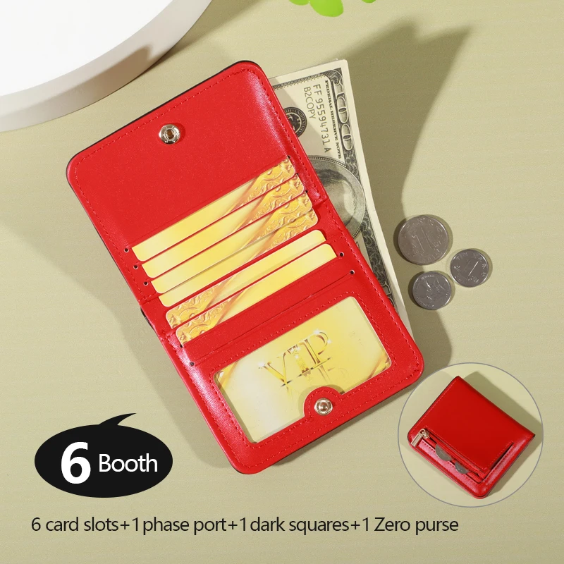 PU Minimalist Wallet - Snap Closure, Zip Pocket