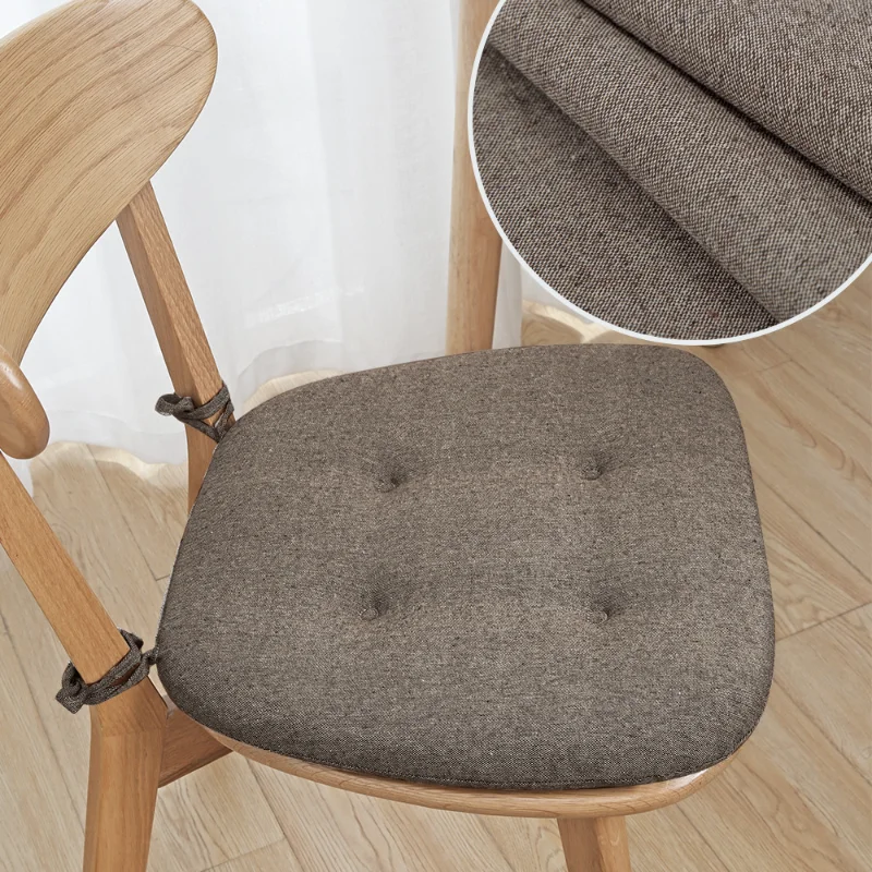 Dining Chair Cushions Sitting Cushion Thickened Cotton and Linen Four Seasons Universal Breathable Home Student Horseshoe Shaped 3