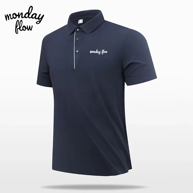 Monday Flow 여름 반팔 남성 골프 셔츠, 야외 스포츠 의류, 속건성 셔츠, 비즈니스 통기성 폴로 탑