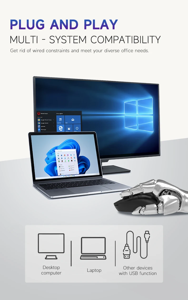 AJAZZ NJ02 Kabellose Gaming-Maus, 2,4G/Bluetooth, Auflösung 800-1200-1600 DPI – Detail 7