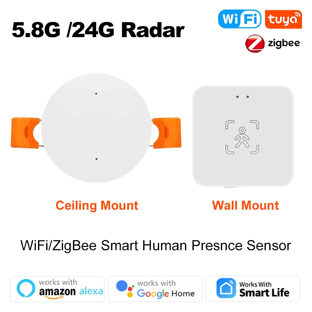 Tuya 와이파이 지그비 MmWave 모션 PIR 센서, 조도 및 거리 감지, 스마트 라이프 홈 자동화, 5.8G, 24G