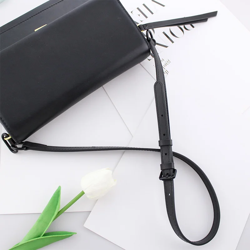TINBERON Genuine Leather Bag Strap Adjustable 70CM-90CM Black Shoulder Strap Square Hook Accessories Women's Fashion Bag Straps