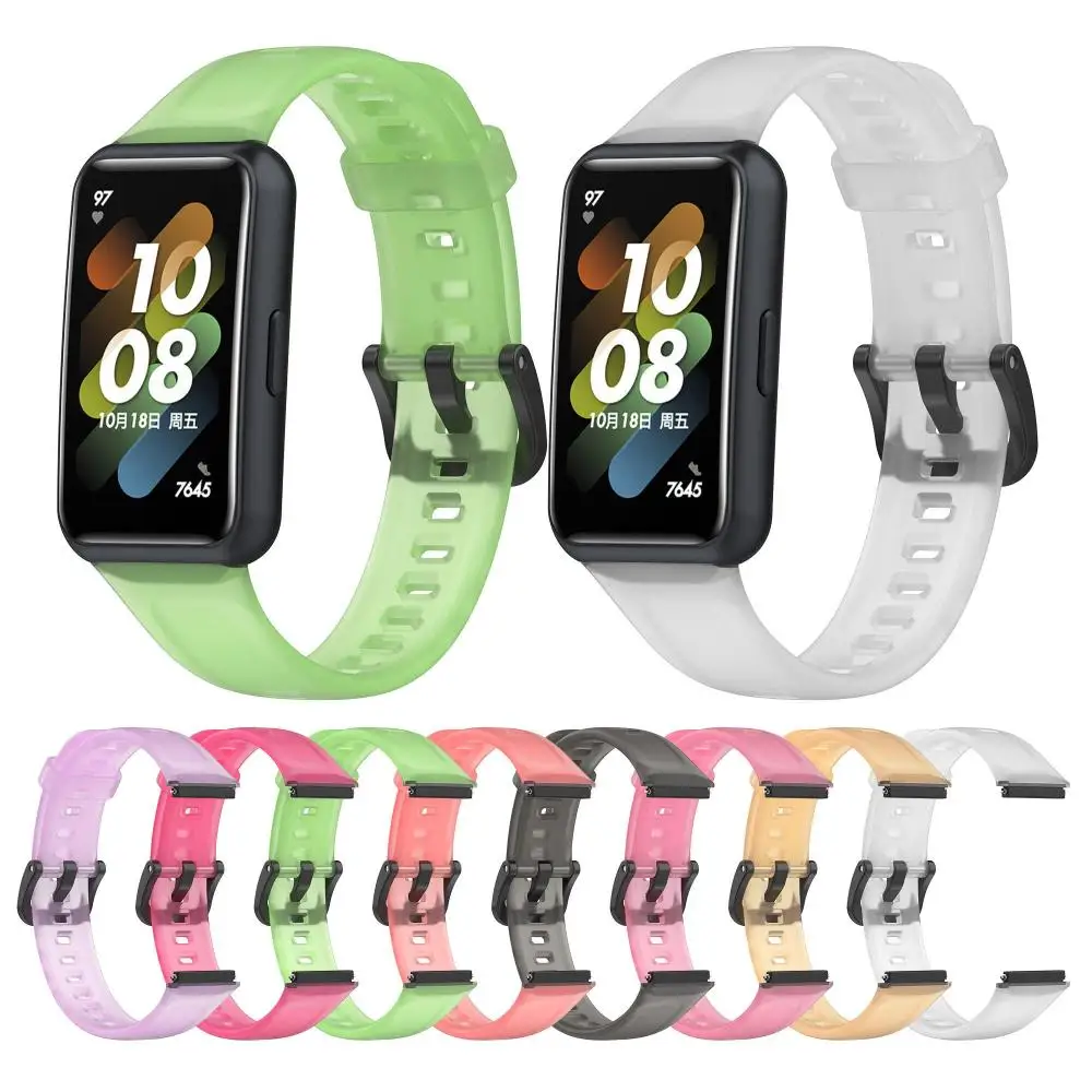 

Clear Bracelet Watchband Replacement Transparent Silicone Strap For Huawei Band 7
