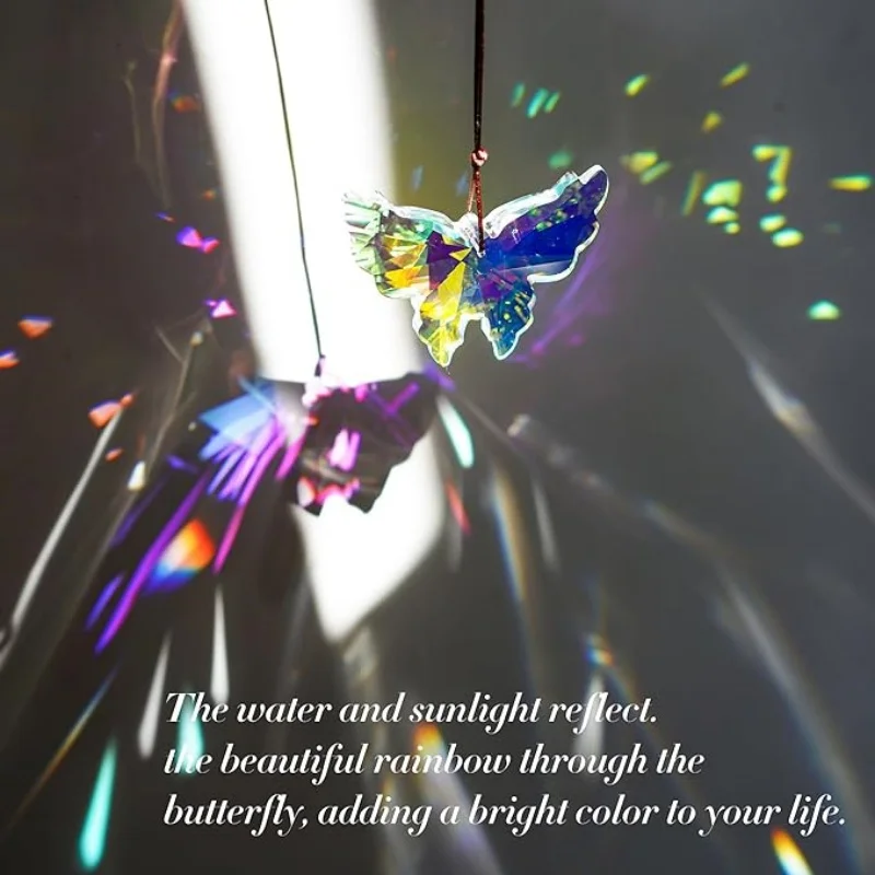 Crystal Hanging Butterfly Dolphin Prism Suncatcher Butterfly Sun Catcher for Window Garden Indoor Outdoor Home Christmas Decor